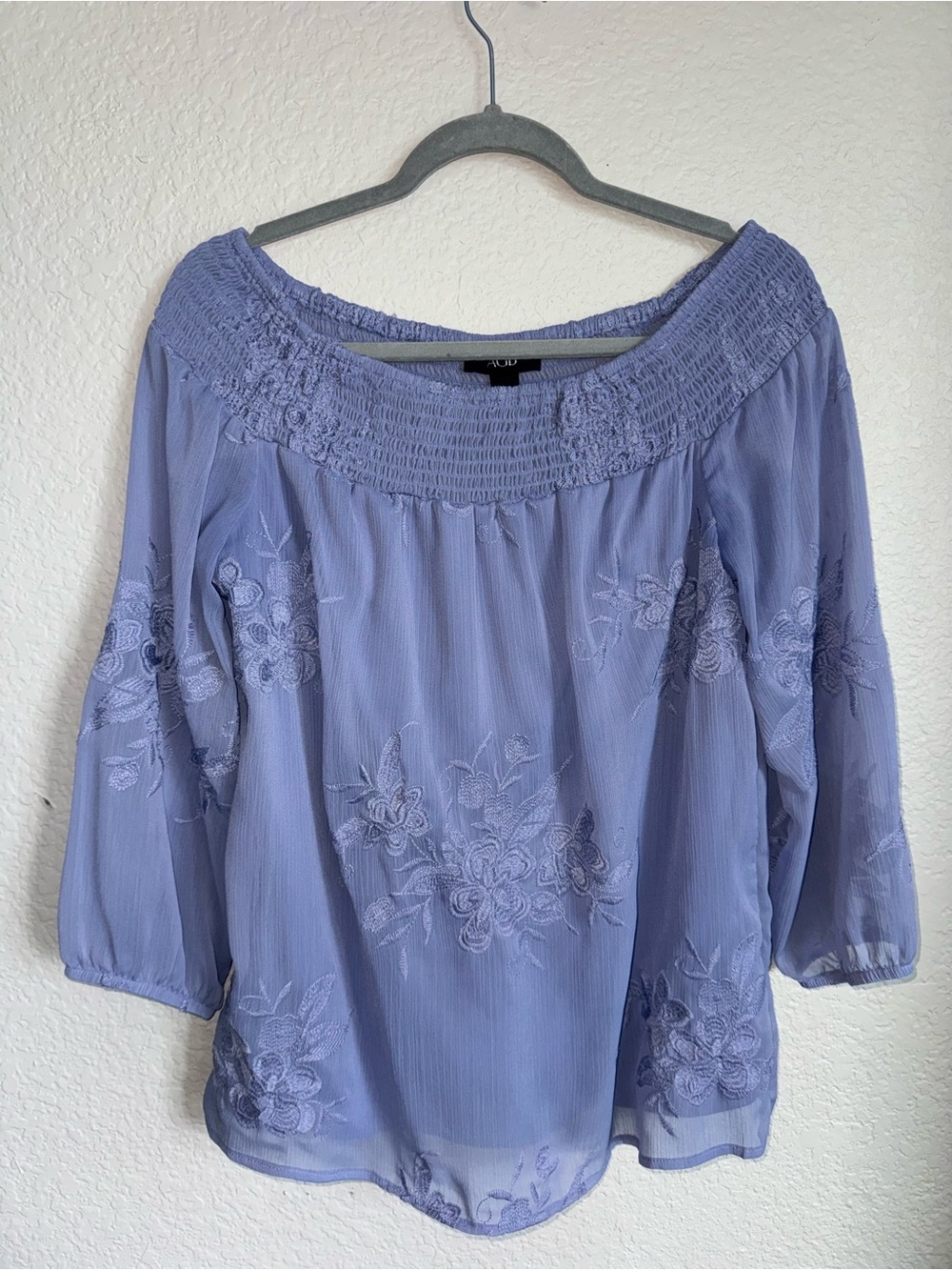 AGB Lavender Embroidered Off-Shoulder Tunic